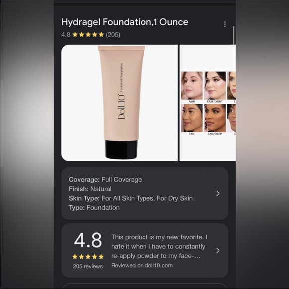 NEW DOLL 10 Hydragel Foundation - Picture 2 of 13